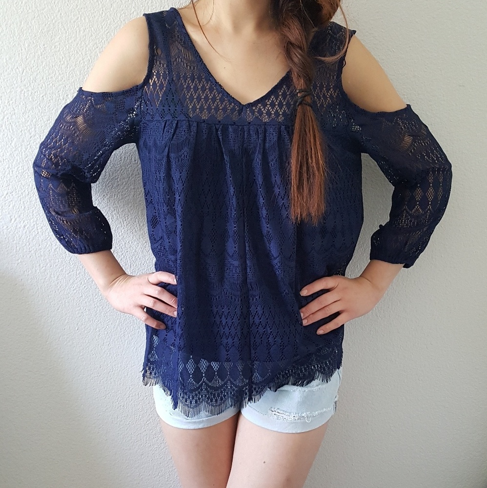 Navy Blue Lacy Top