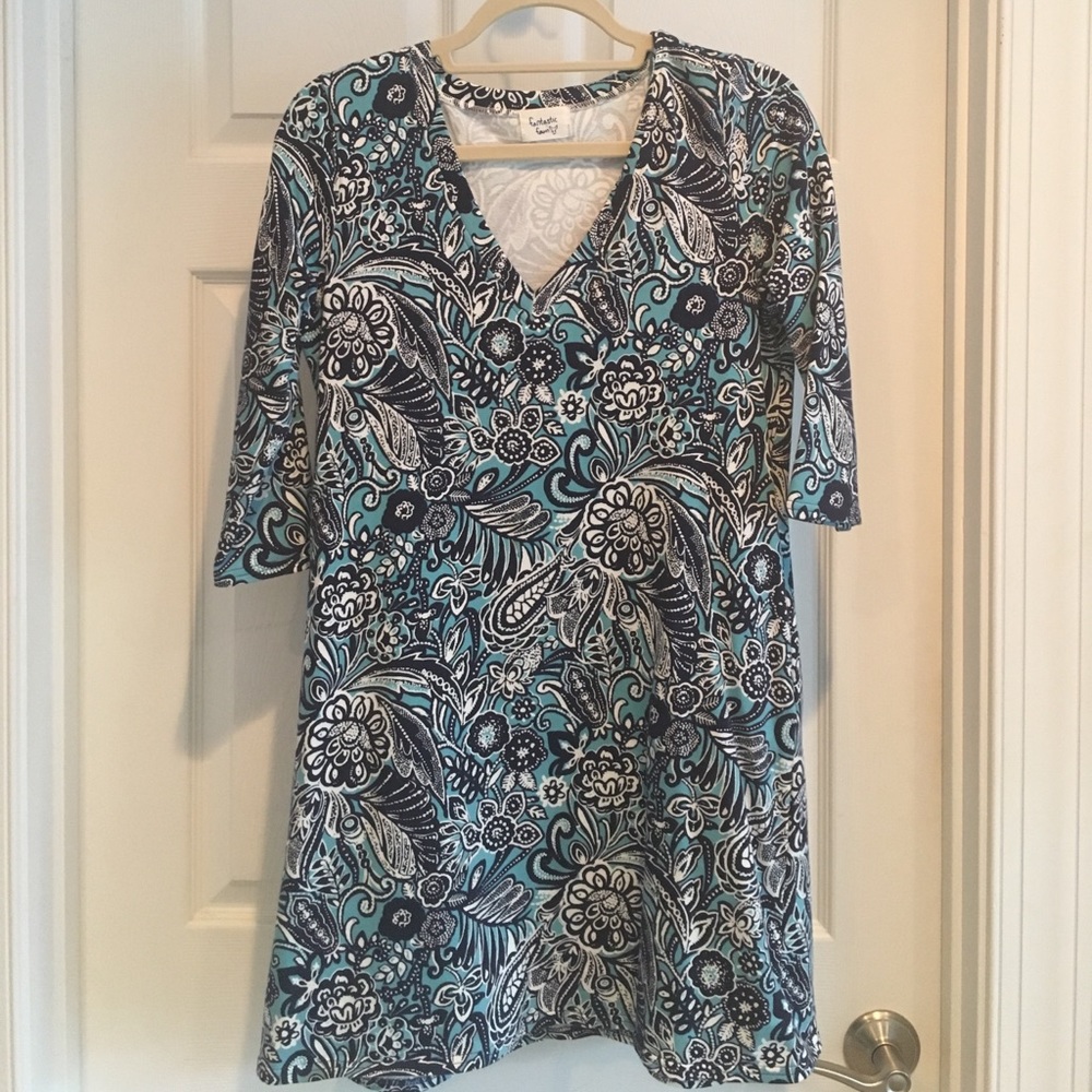Printed blue dress