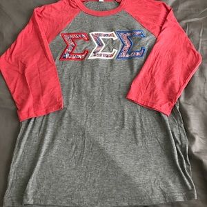 Tri Sigma paisley embroidered baseball tee