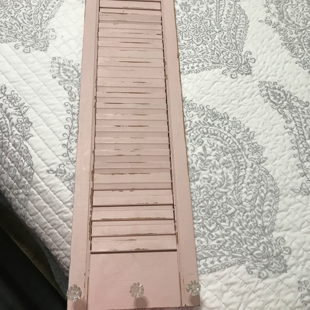 Two antiqued shabby chic blush pink shutter's