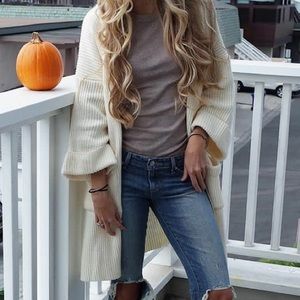 Longline Knit Cardigan in Ivory