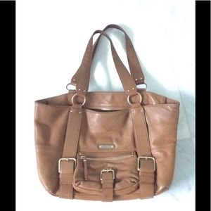 Camel tan leather Michael Kors purse