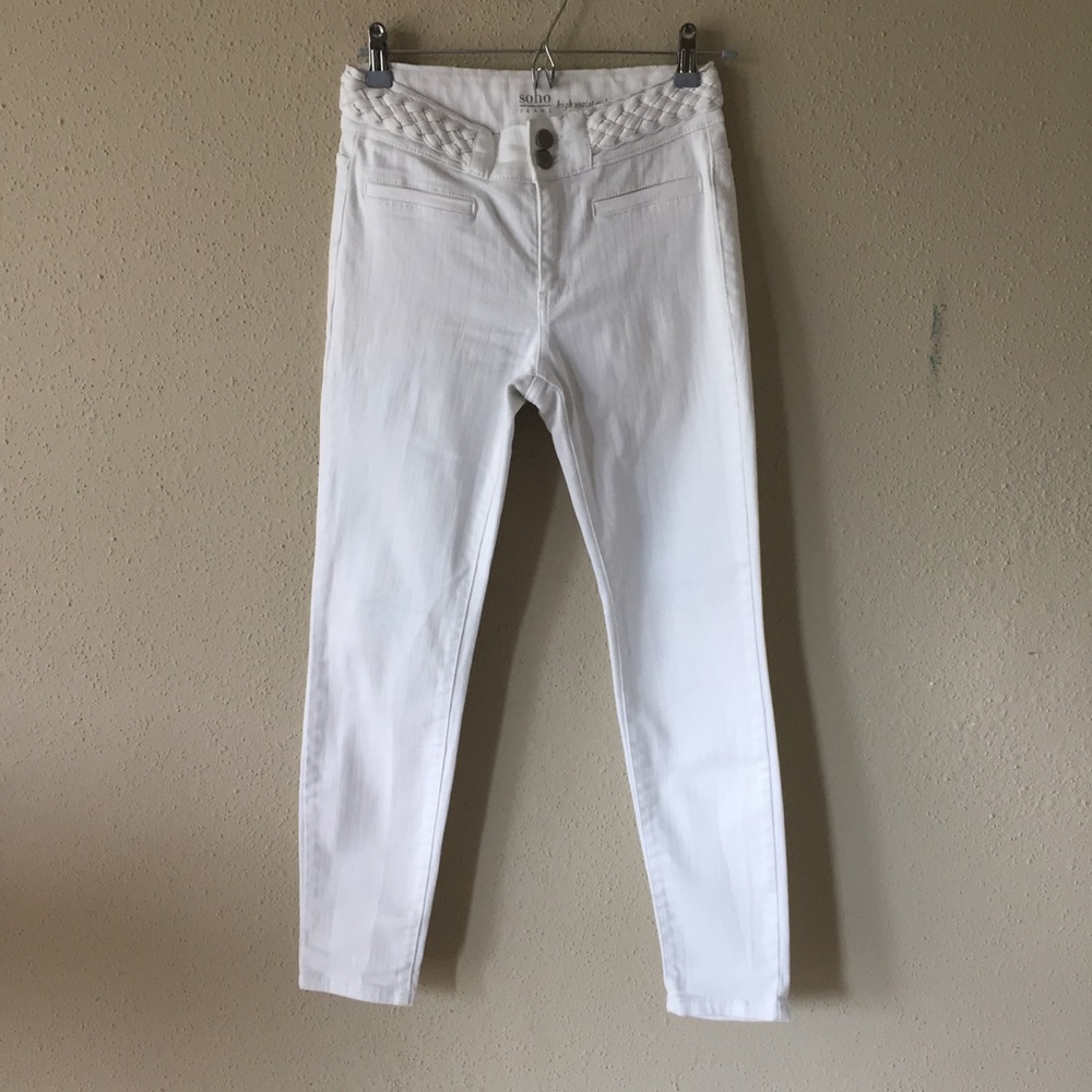 White Jeans with Braided Waist Band