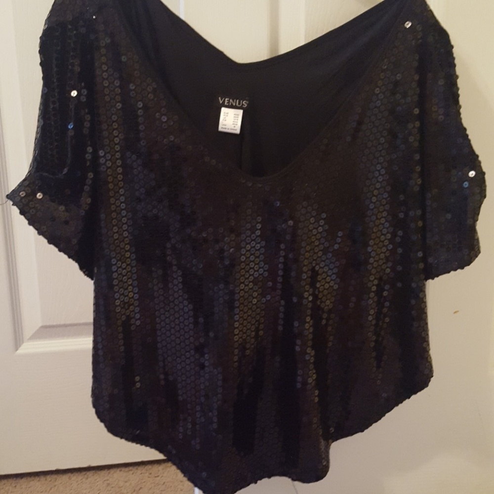 Never worn black sequin top