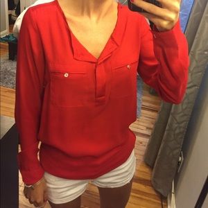 Red long sleeve blouse
