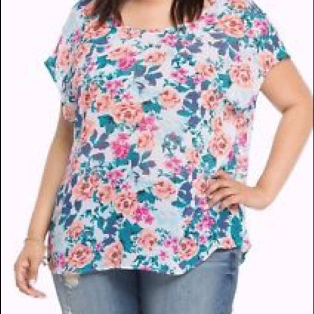 Torrid Floral Print Chiffon Top