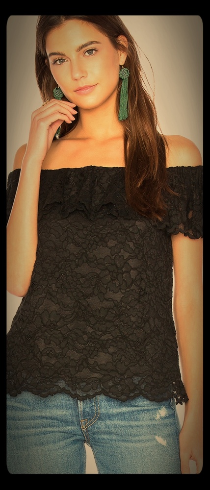 Stunning off the shoulder black lace top!