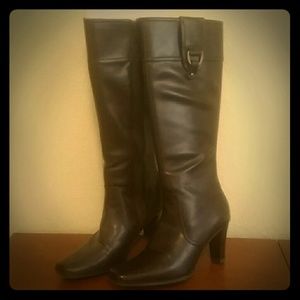 Brown leather boots