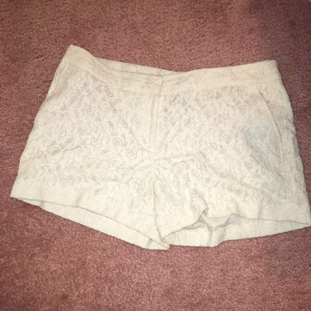 White lace shorts