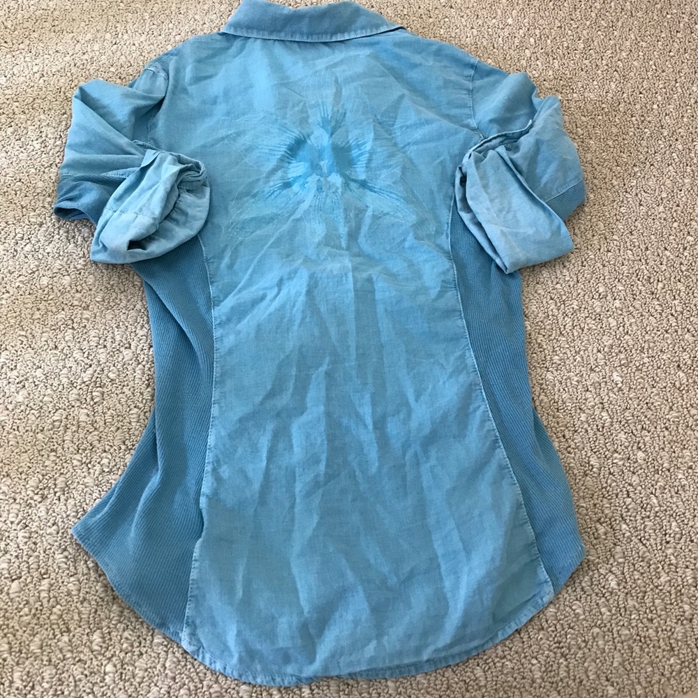 James Perse blue contrast panel shirt size 1