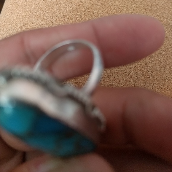 Copper turquoise Sterling Silver .925 ring sz 8 - Picture 3 of 4