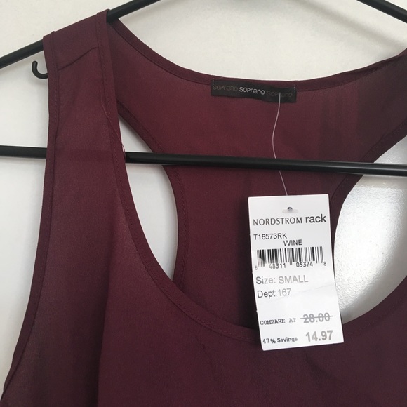 Chiffon Burgundy Tank Top - Picture 4 of 4