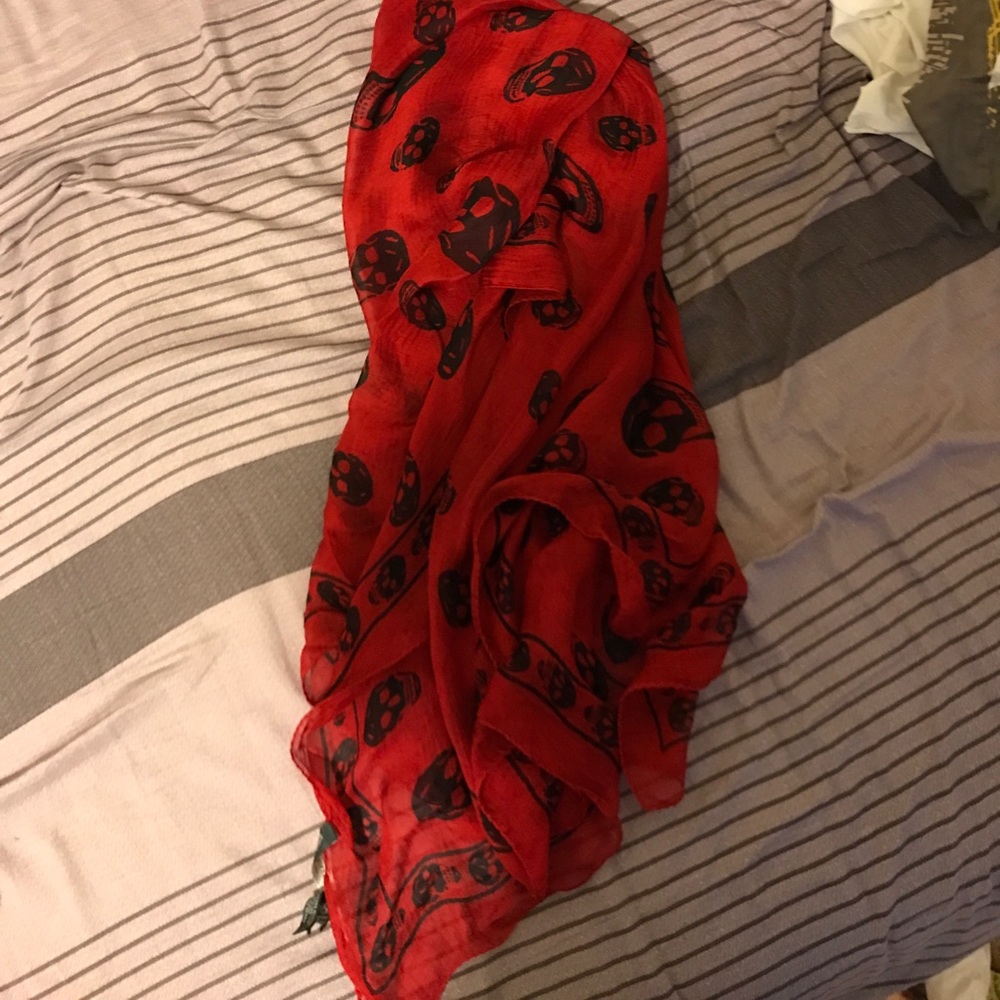 Alexander McQueen Classic Skull Scarf / Red Black