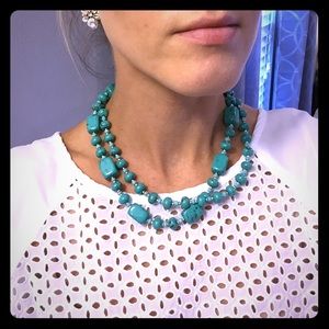 Turquoise double layer necklace w/ silver accents