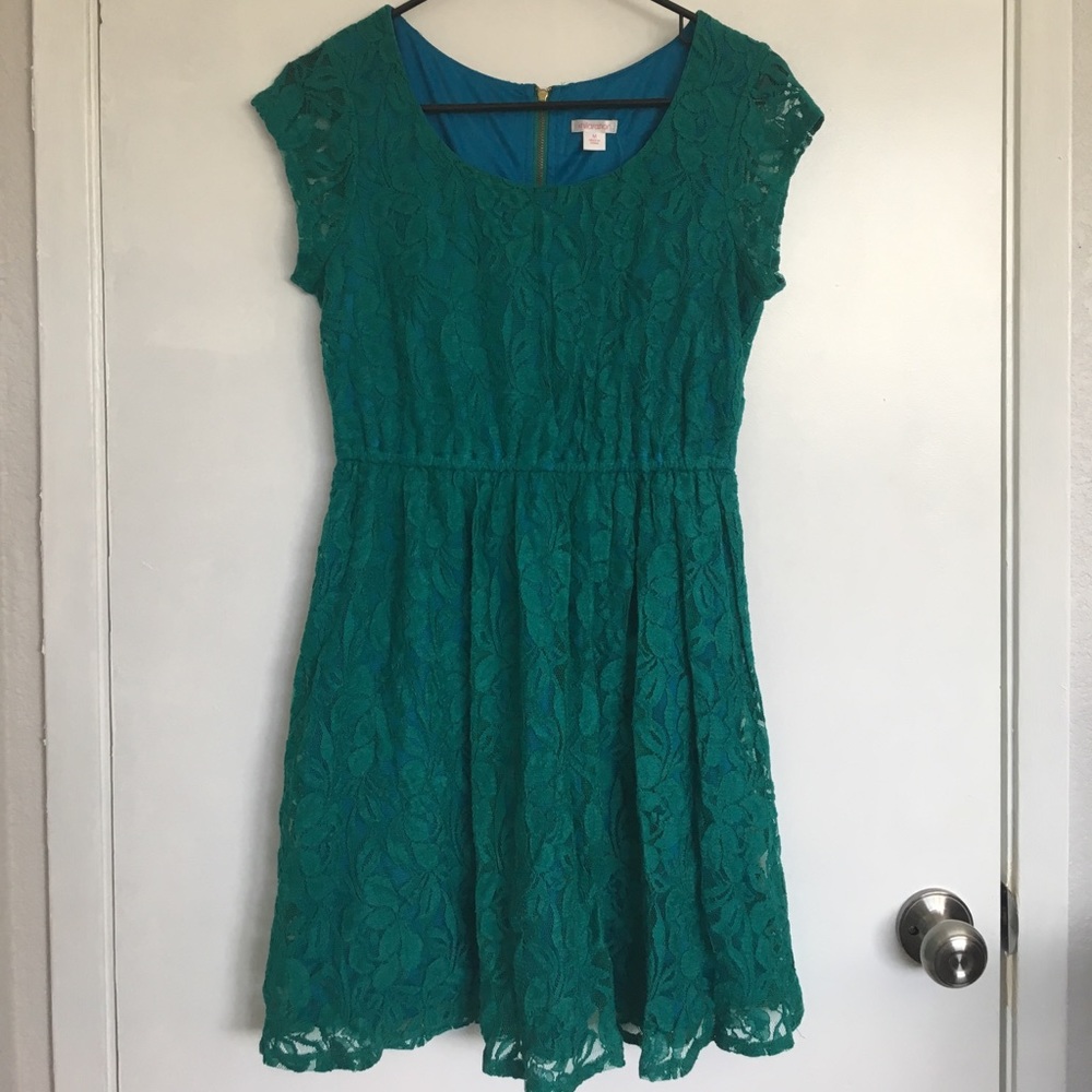 Teal/green lace dress - Picture 1 of 4