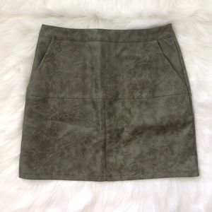 LF Army Green Faux Leather Skirt