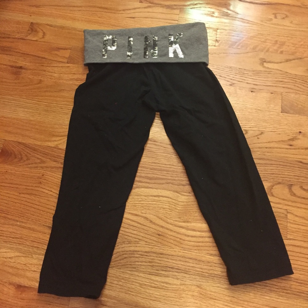 VS pink sequin cropped leggings
