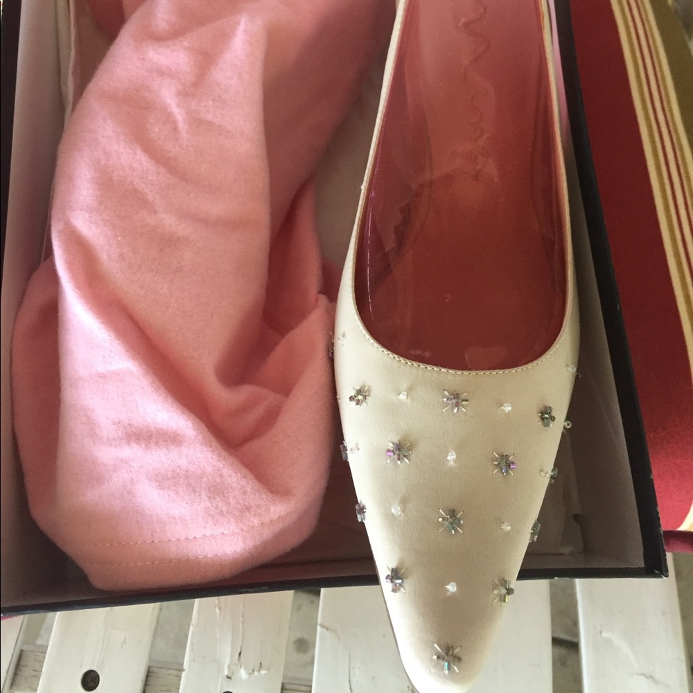 Cream beaded slingbacks