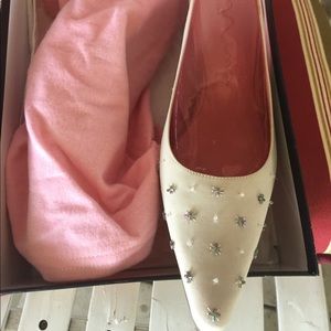 Cream beaded slingbacks