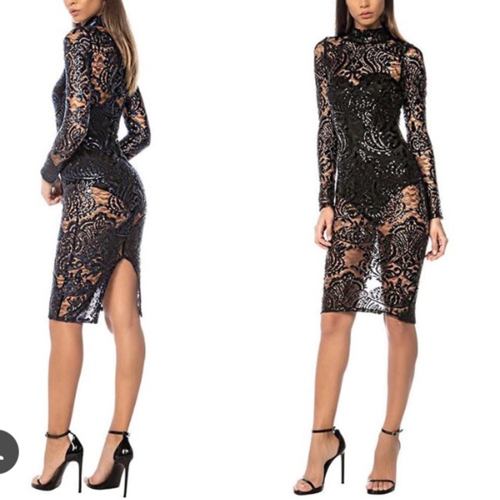 NWT Femme Los Angeles BB sexy lace dress in black