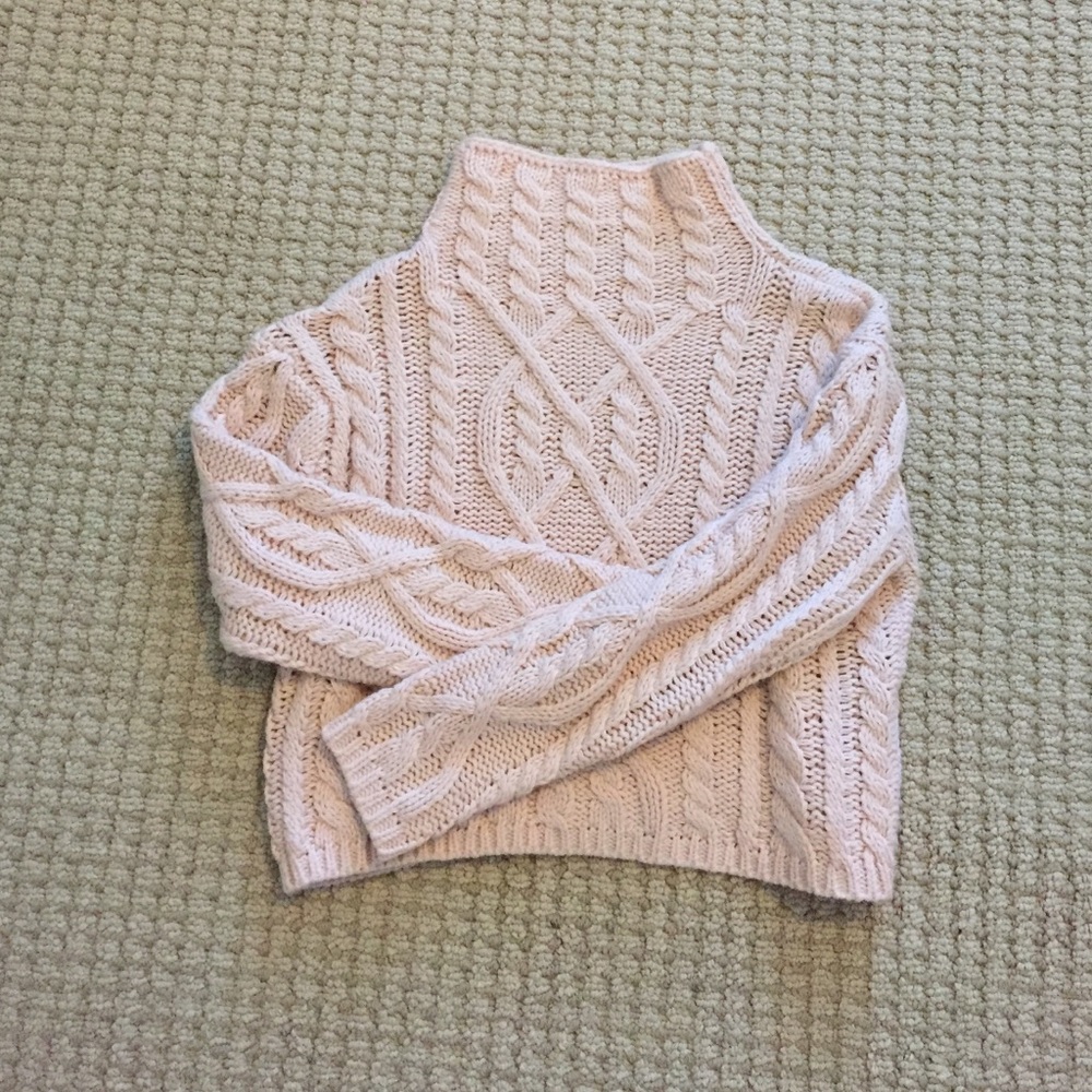 Baby Pink Knit Cropped Sweater