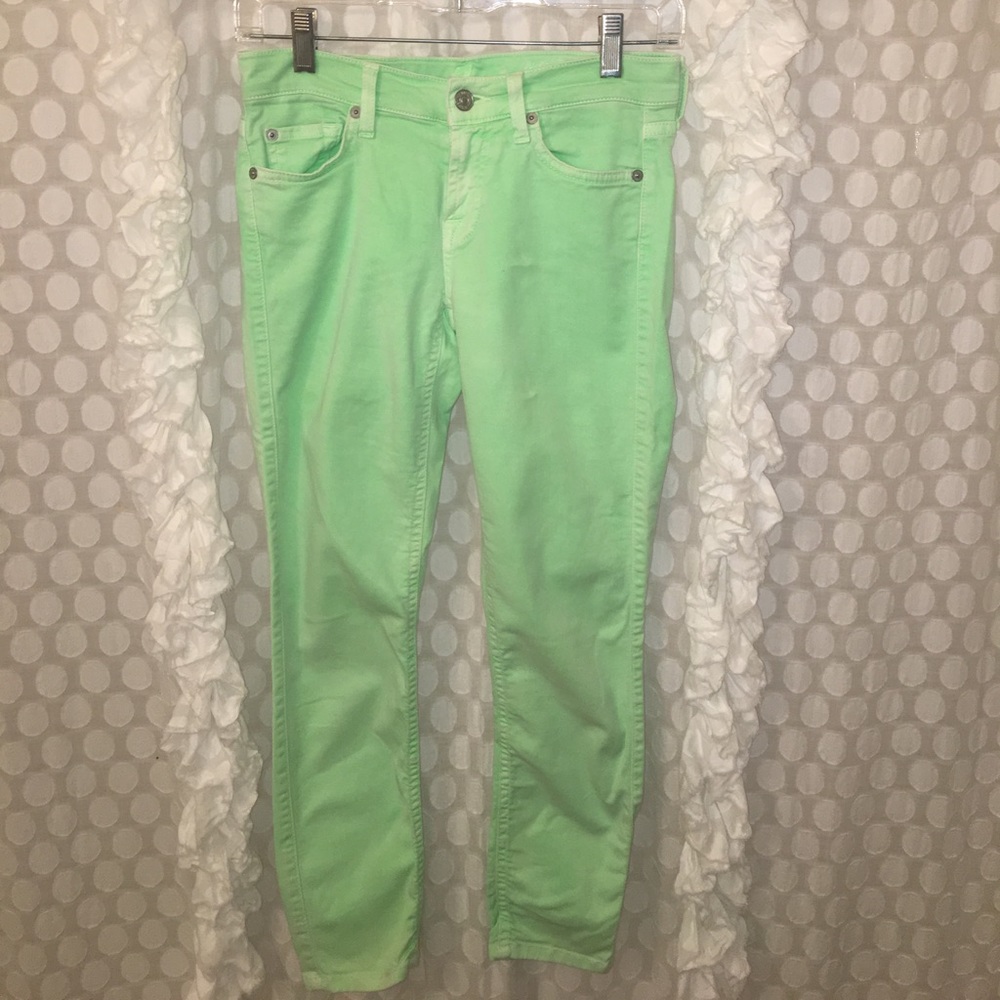 Seven for All Mankind bright mint skinny jeans.