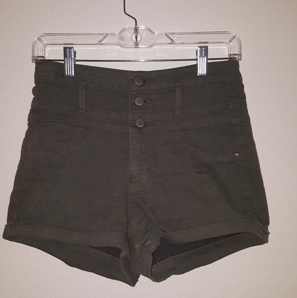 Olive Green High Waisted Shorts