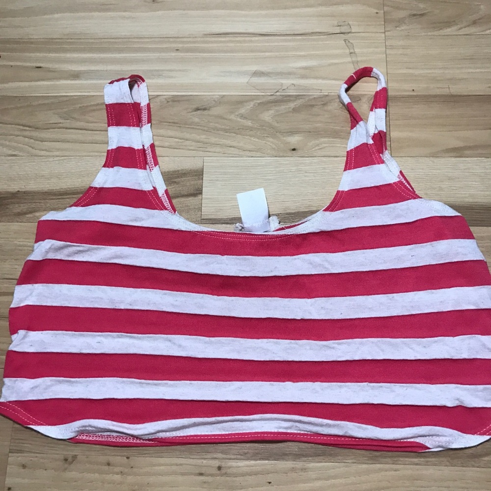 White and pink striped crop top
