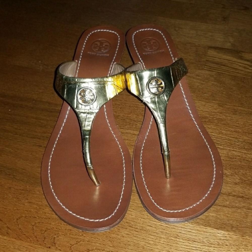 Tory Burch gold heel sandals