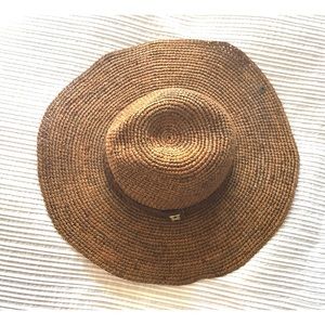 🔥PETER GRIMM COGNAC FLOPPY STRAW HAT🔥NWT🔥
