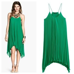 H&M green pleated dress