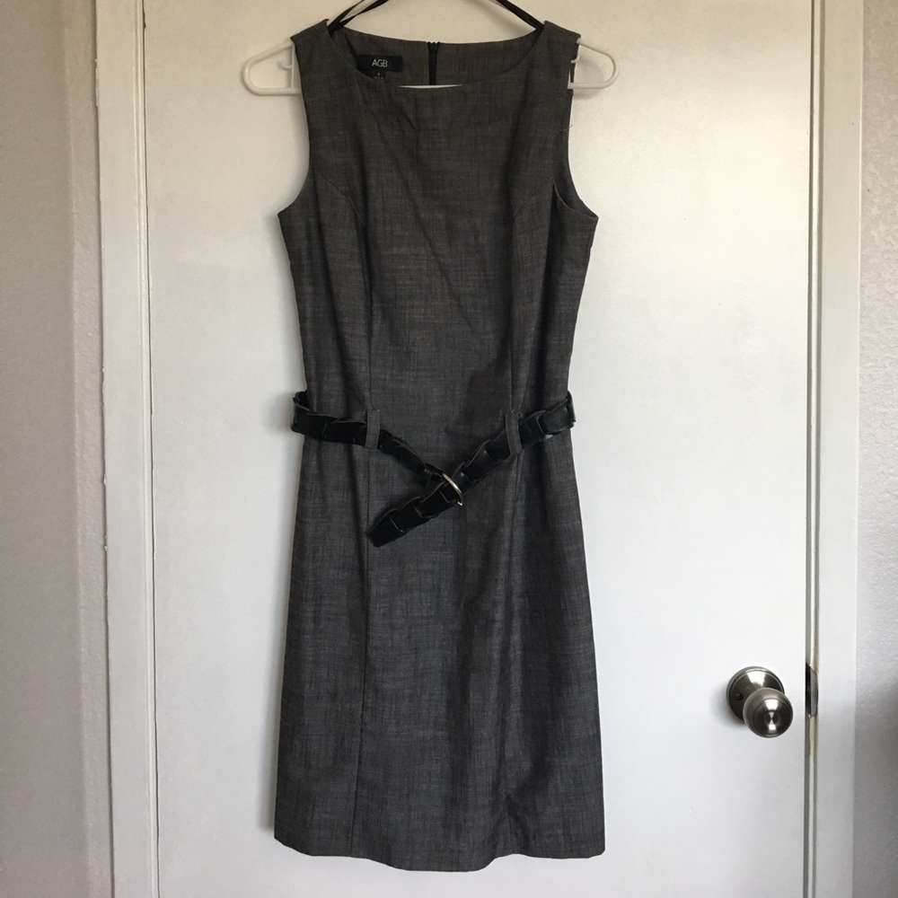 Grey/Charcoal Office Fitted Dress.