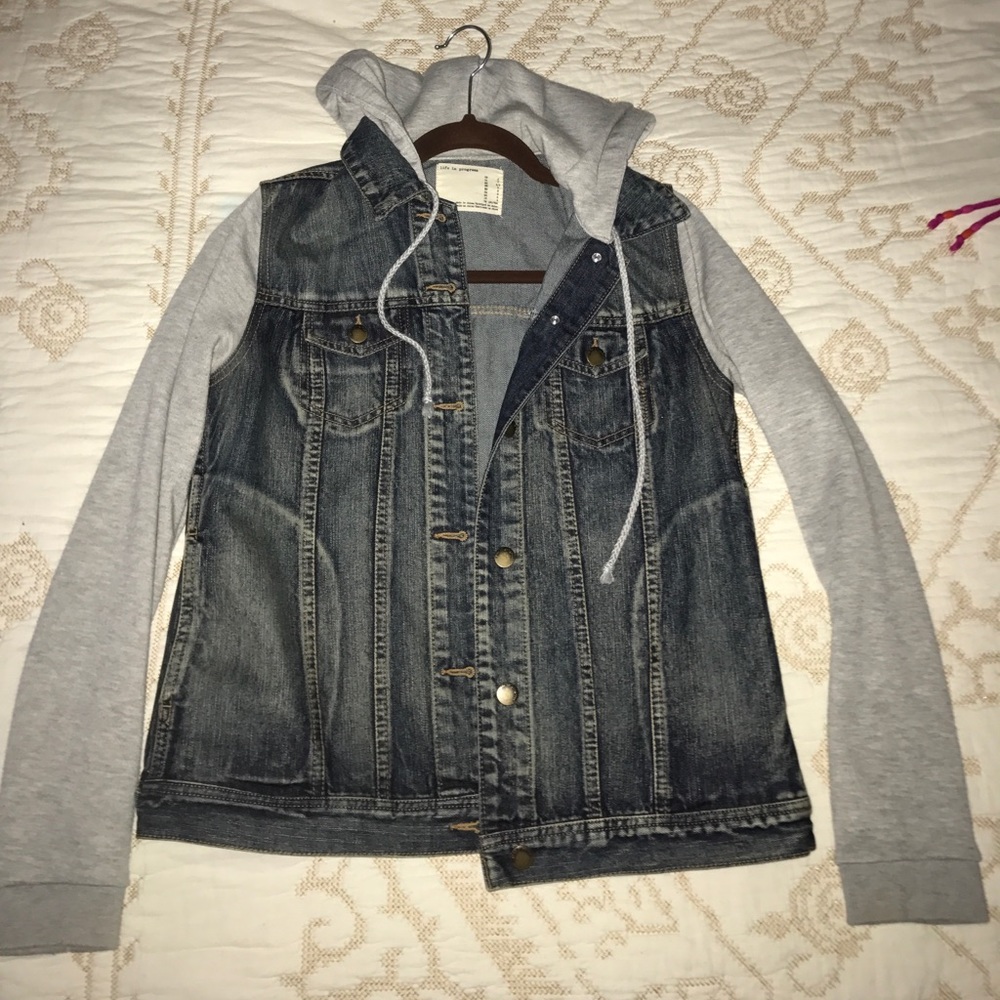Denim Jacket with Gray Sleeves