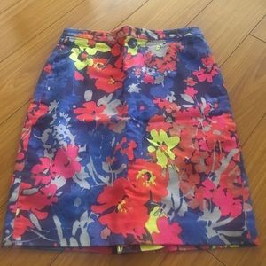 Ann Taylor Loft Flower Neon Pencil Skirt 6 P