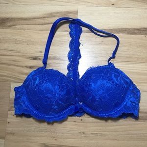Blue lace push up bra