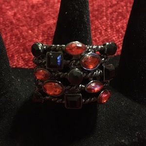 Red and Black Stone Stretch Ring
