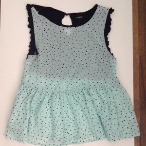 Polka dot blouse with ruffles