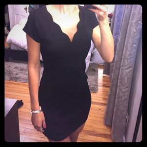 Scalloped Black Cocktail Dress