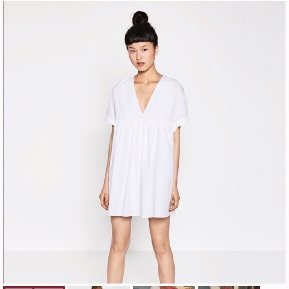 Zara Poplin Jumpsuit Babydoll White