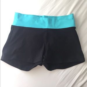 Forever 21 black athletic shorts w/ turquoise band
