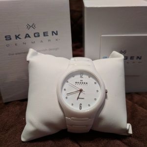 Skagen Ladies White Ceramic Watch