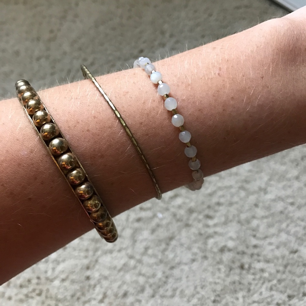 Gold bangle and lotus bracelet bundle