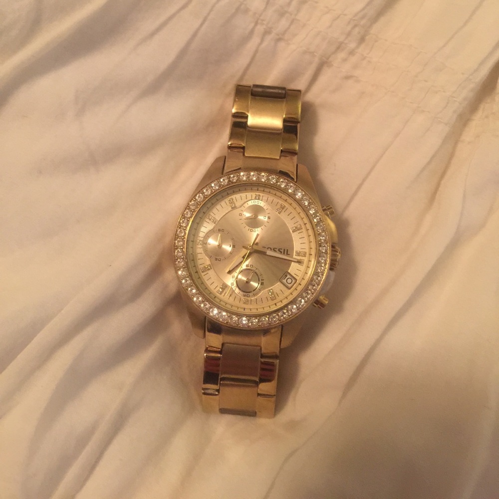 Gold and diamonds fossil watch