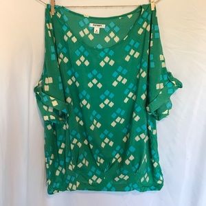 Old Navy Sz 1x Loose Green Top w/cuff Sleeves