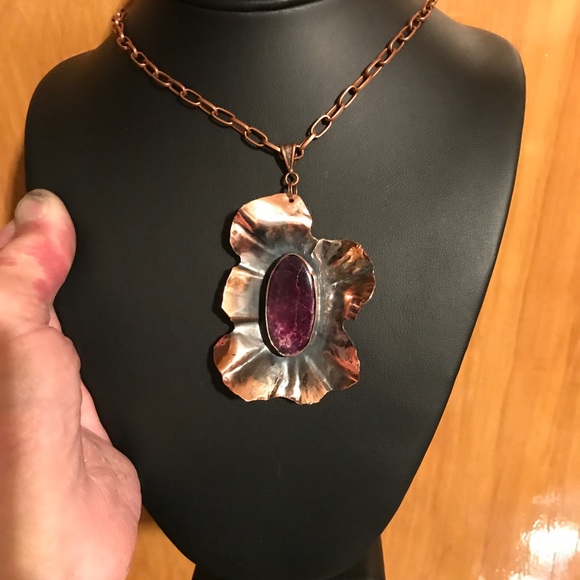 Handmade by HM Simon Jewelry - Russian Purple Charoite Copper Necklace A-7-044