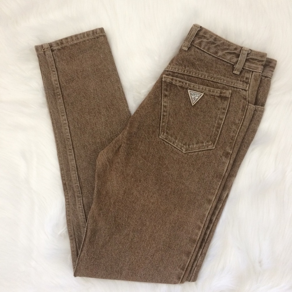 Vintage High Waisted Guess Jeans (Brown Denim)