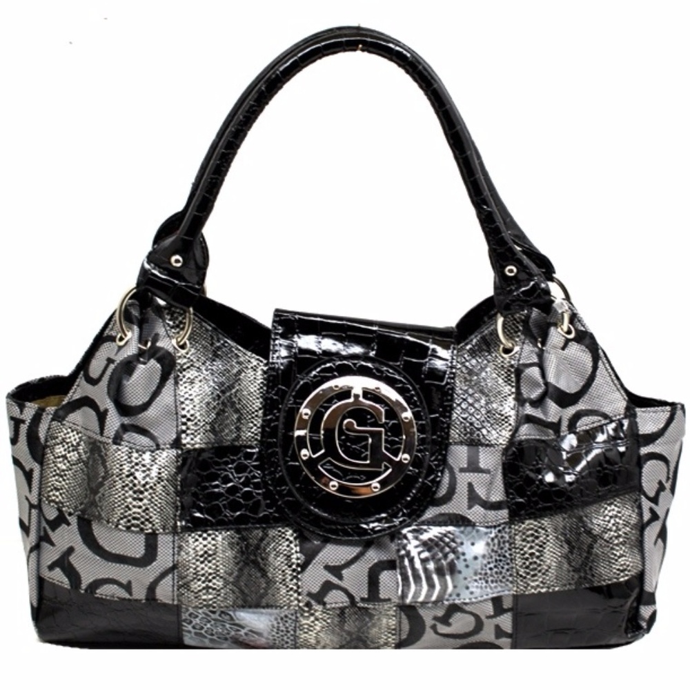 Women Shoulder Bag G Style Silver Tote Handbag New