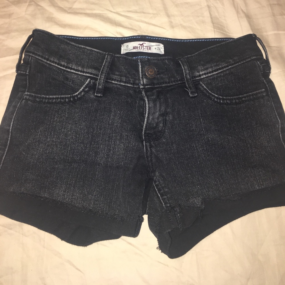 Hollister Black Distressed Denim Shorts
