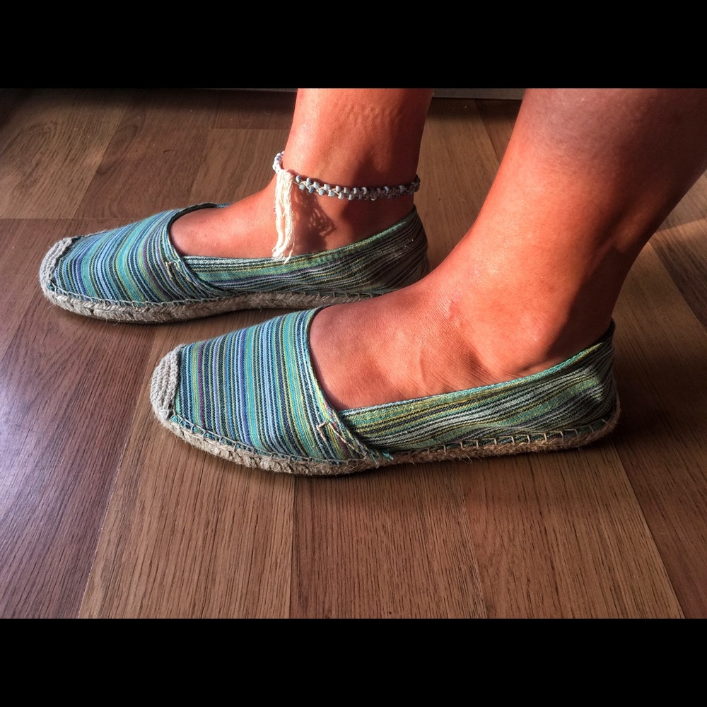 Striped slip on shoes