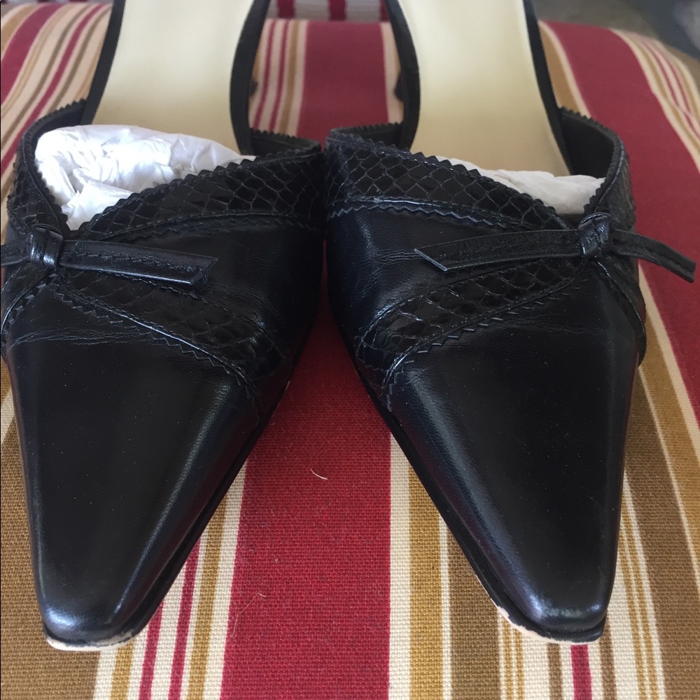 Black IMPO snakeskin slides